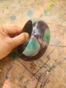 Polka Dot bangle in blue and black