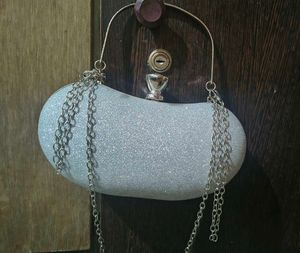 Silver Glitter Party Clutch