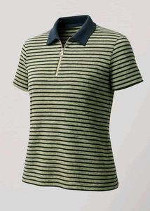 Product Title: Classic Navy &amp; Beige Striped Half-Z