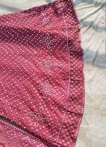Mirror Work Embroidery A Line Gown With Dupatta