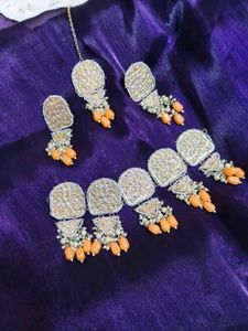 Orange &amp; Golden Jewellery Set