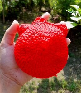 Red Crochet Bear Pouch