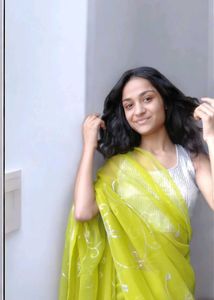 Lime Green Embroidered Saree