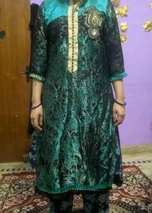 Black and Sea Green Georgette Kurta