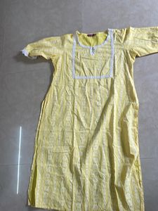 Yellow Printed Kurta