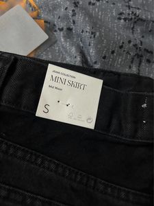 Mango Black denim Mini Skirt- New With Tag-Waist28