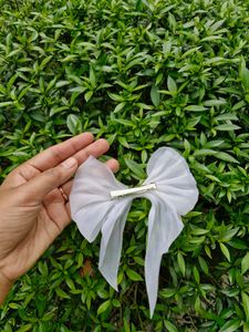 White Bow Clip For Hair