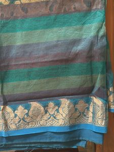Green And Gold Netted Saree