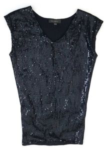 Black Sequined Sleeveless Top