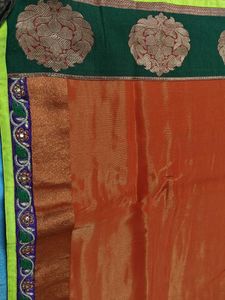 Elegant Orange &amp; Green Saree
