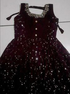 Kids Purple Georgette Sequin Work Churidar