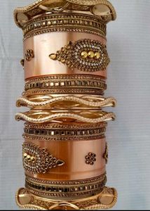 Elegant Gold-Toned Traditional Bangles Set