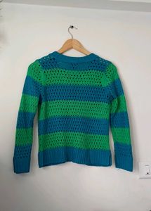Guess Green &amp; Blue Striped Sweater