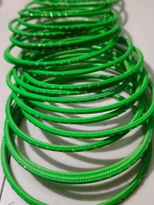 Green And Pink Metal Bangles Set