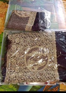 New bridal wine shade saree with designer blouse p