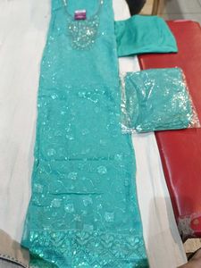 Teal Embroidered Salwar Kameez Suit