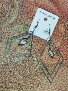 Geometric Diamond Dangle Earrings