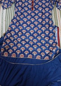 Blue Printed Kurta Set (anarkali)