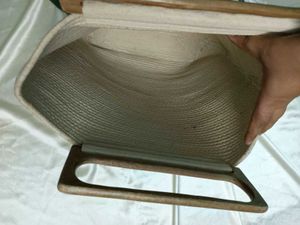 Cotton Jute Handbag With Wooden Handle