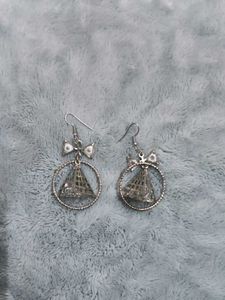 Cute Silver Bow Earrings