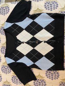 cottagecore argyle knit cardigan