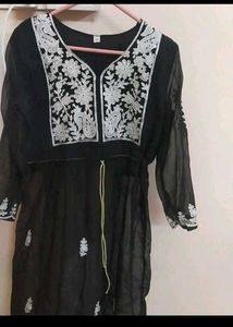 Embroidered Black Tunic Top