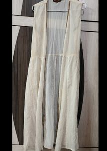 Cream Long Frock With Kothi