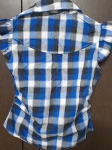 Blue Plaid Short Sleeve Shirt