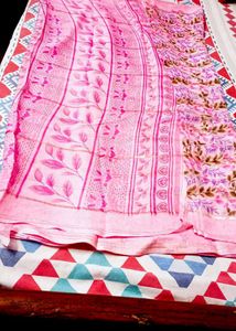 Pink Floral Print Saree