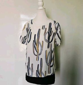 Chic Cactus Print Blouse