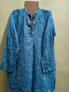Short Kurta Blue Embroidery
