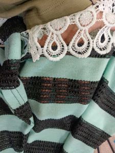 Striped Top with Lace Detail