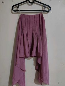 Mauve Pleated Strapless Top with Shawl