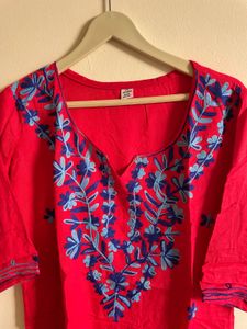 Embroidered work Red Kurta