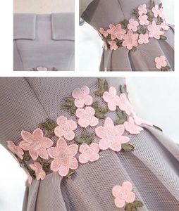 A-Line Off-Shoulder High-Low Gray Organza Prom Dre