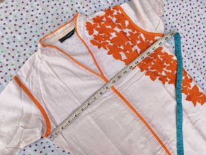 white and orange suit set