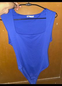 Zara Blue Fitted Bodysuit