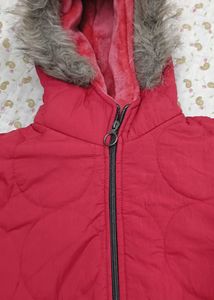 Red Winter Jacket with Fur Hood