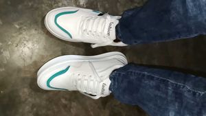 Platform Sneakers - White &amp; Teal Uk 7