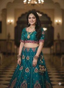 Peacock Blue Color Lehenga