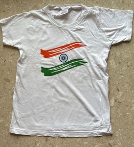 White T-shirt With Indian Flag Print Boys T-shirt