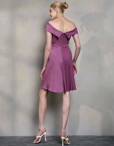 Off-Shoulder Mini Skater Dress with Back Zip