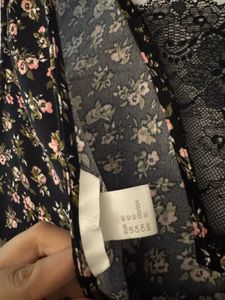 H&amp;M Floral Lace Trim Midi Dress