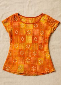 Orange Tie-Dye Printed Cotton Top