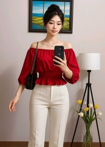 Red Off-Shoulder Top