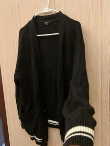 Black Striped Knit Cardigan