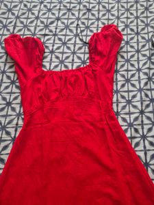 Red Puff Sleeve H&amp;M Mini Dress