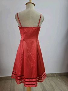 Coral Satin A-Line Dress
