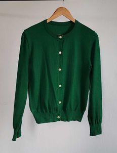 Green Button-Down Cardigan