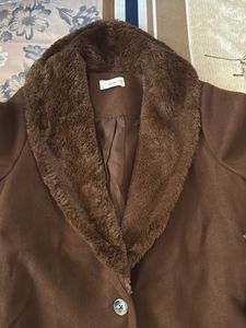 Kazo Brown Fur Collared Coat